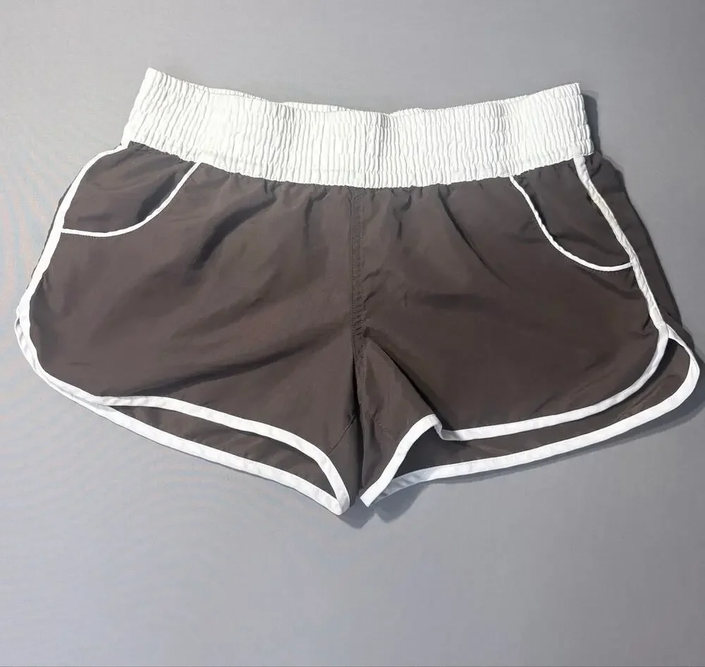 Y2K Hawaiian Beach Swim Surf Lightweight Stretch Waistband Pocket Shorts Women M